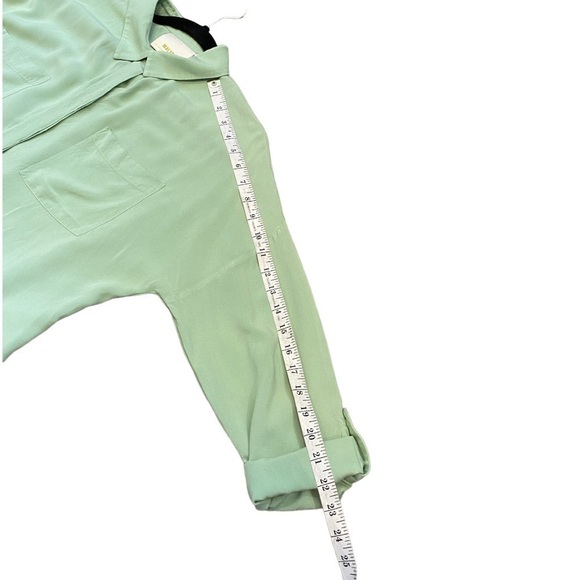 Anthropologie Maeve Seafoam Green Tie Button Down Shirt - Picture 7 of 9